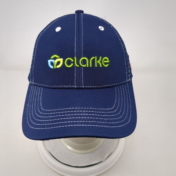 Clarke Strapback Trucker Hat Blue OSFA Adjustable 6 Panel Patriotic Mesh Back - Picture 2 of 8